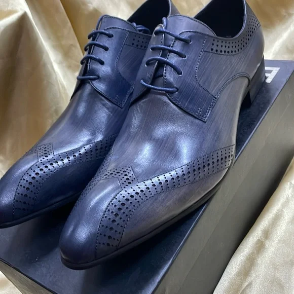 Encore by Fiesso Multicolor Suede Wingtip Dress Shoes Men\'s Size 45 (US 11) Amazon.com | Lethato Wingtip Brogue Oxford - Navy Blue  main image 3